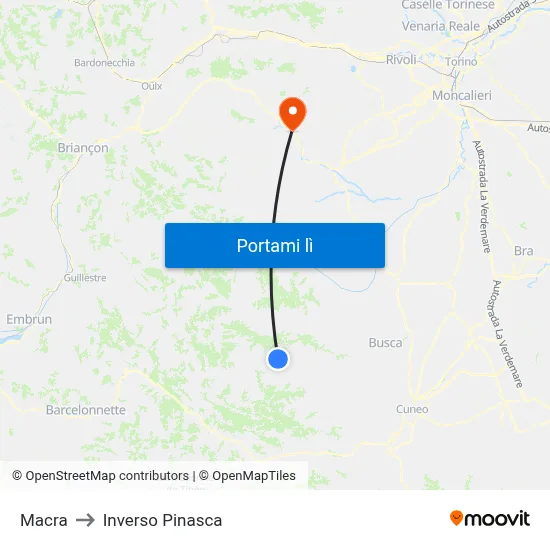 Macra to Inverso Pinasca map