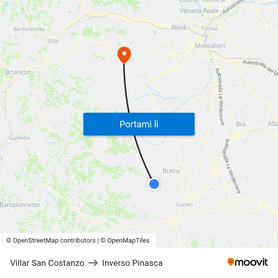 Villar San Costanzo to Inverso Pinasca map