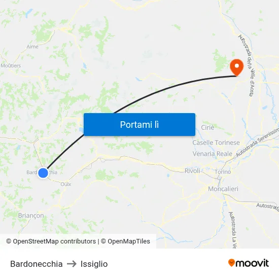 Bardonecchia to Issiglio map