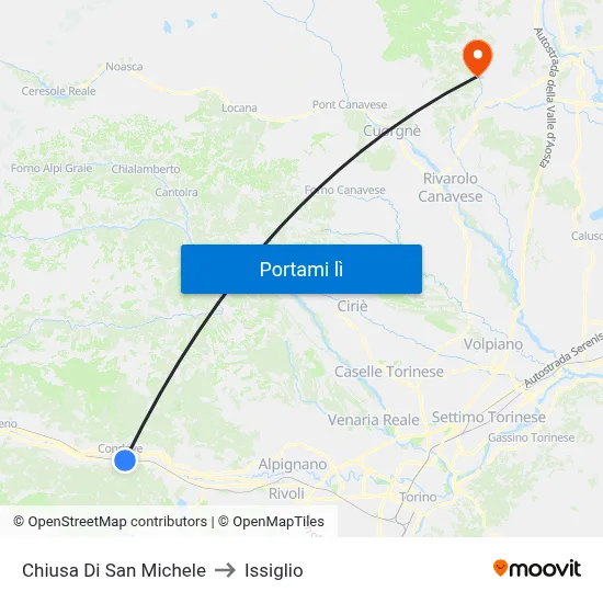 Chiusa Di San Michele to Issiglio map