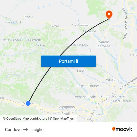 Condove to Issiglio map