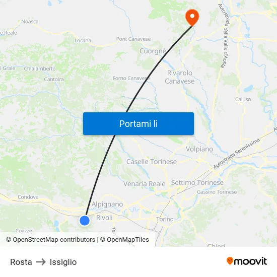 Rosta to Issiglio map