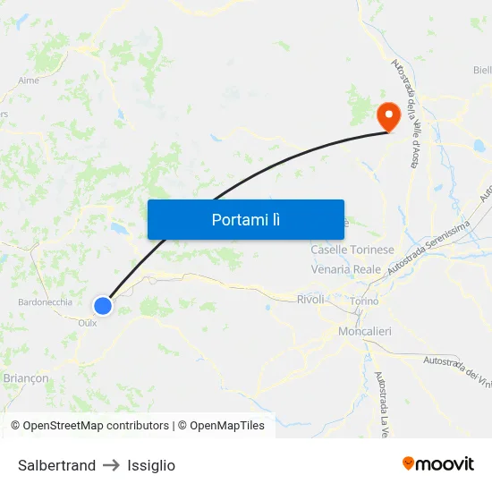 Salbertrand to Issiglio map