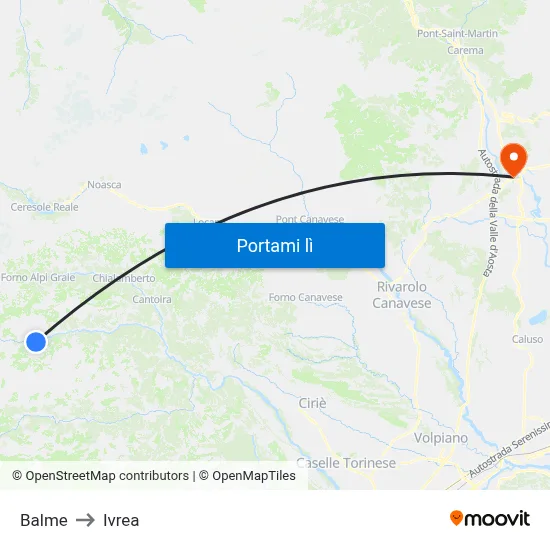 Balme to Ivrea map