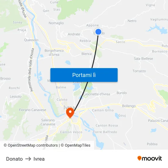 Donato to Ivrea map