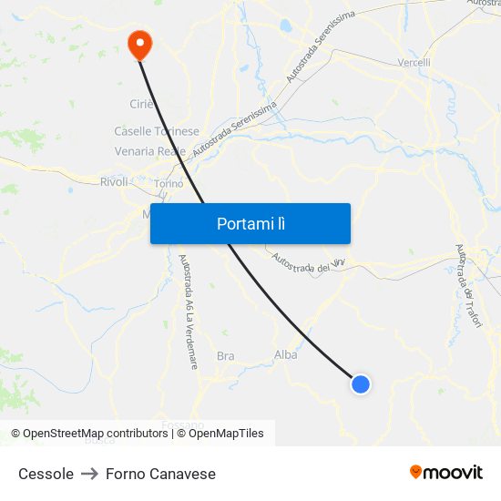 Cessole to Forno Canavese map