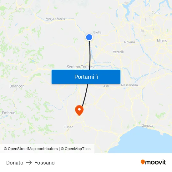 Donato to Fossano map
