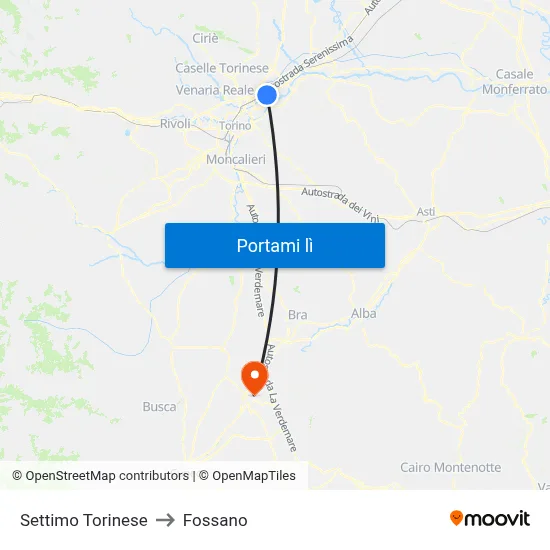 Settimo Torinese to Fossano map