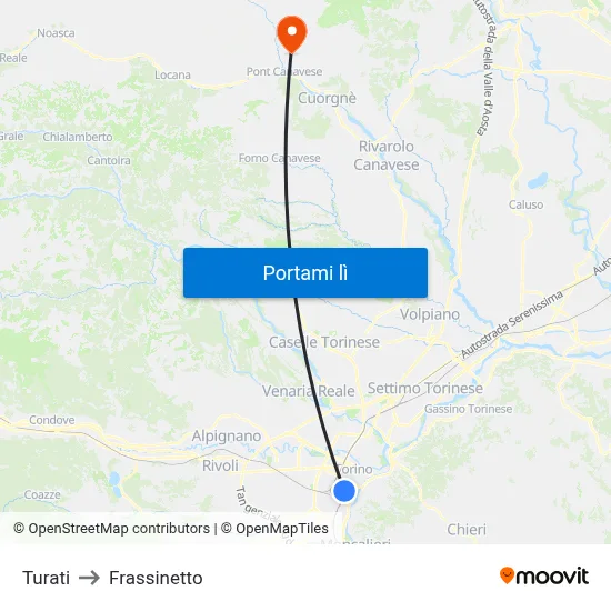 Turati to Frassinetto map