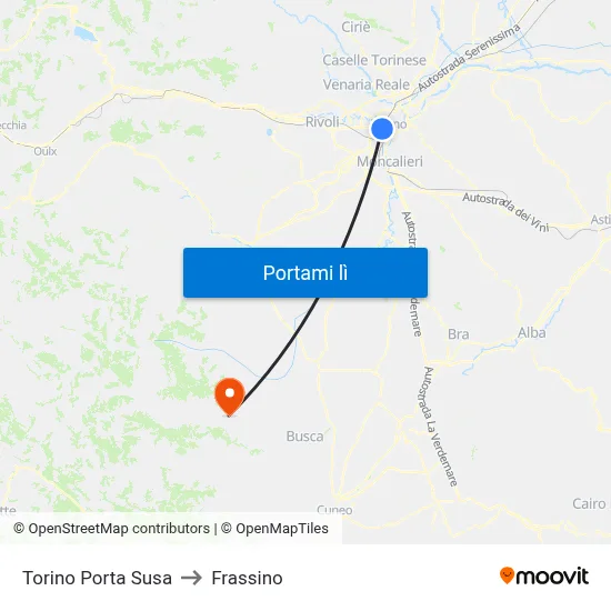 Torino Porta Susa to Frassino map