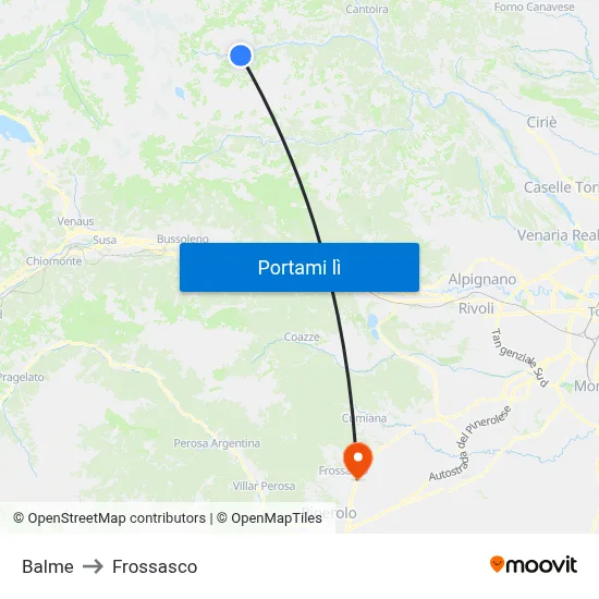 Balme to Frossasco map