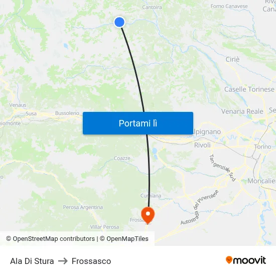 Ala Di Stura to Frossasco map