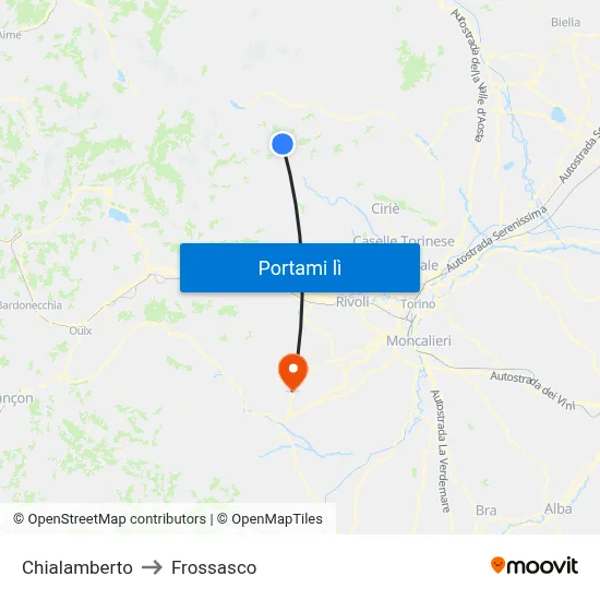 Chialamberto to Frossasco map