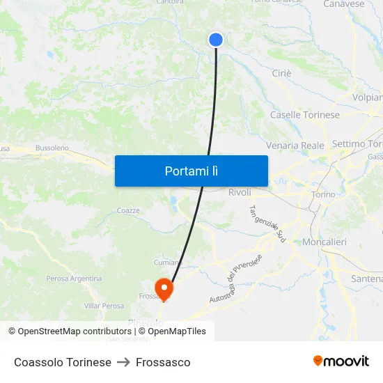 Coassolo Torinese to Frossasco map