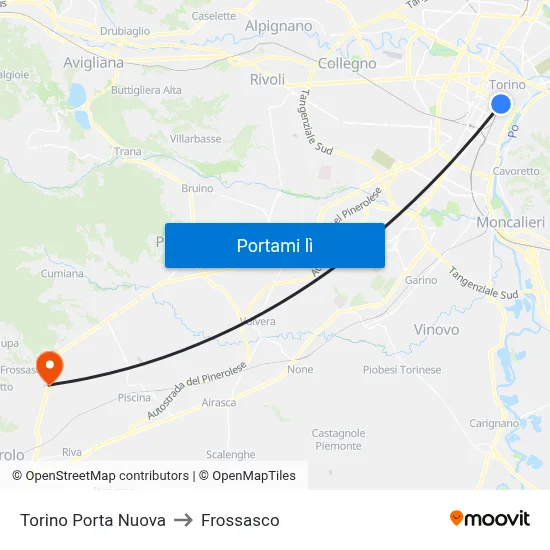 Torino Porta Nuova to Frossasco map