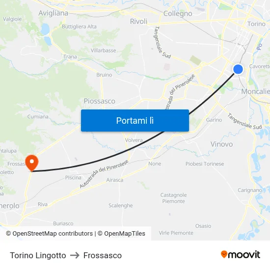 Torino Lingotto to Frossasco map