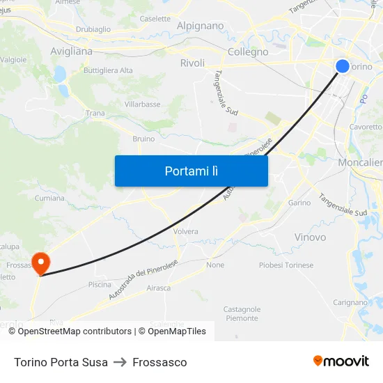 Torino Porta Susa to Frossasco map