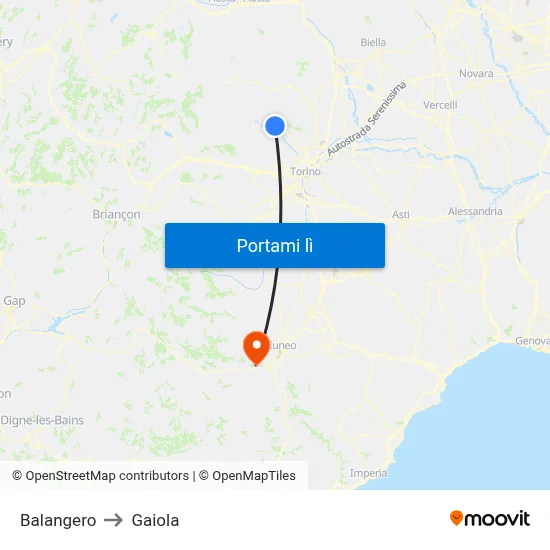 Balangero to Gaiola map