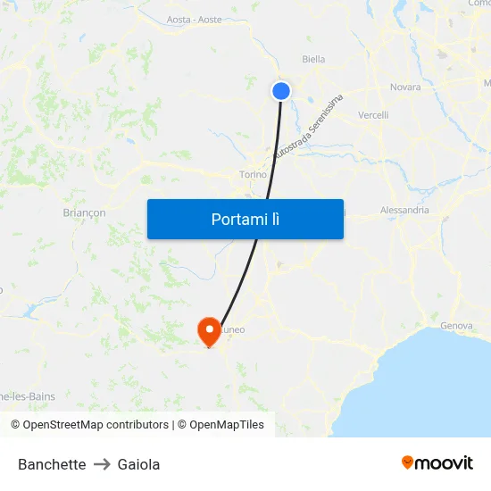Banchette to Gaiola map