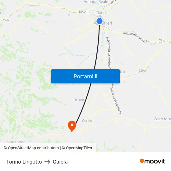 Torino Lingotto to Gaiola map