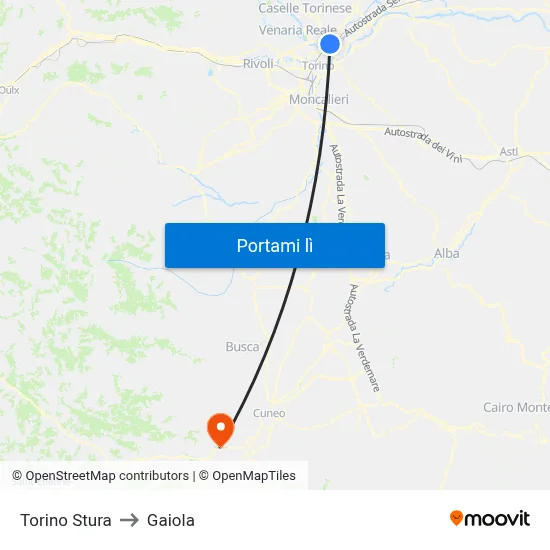 Torino Stura to Gaiola map