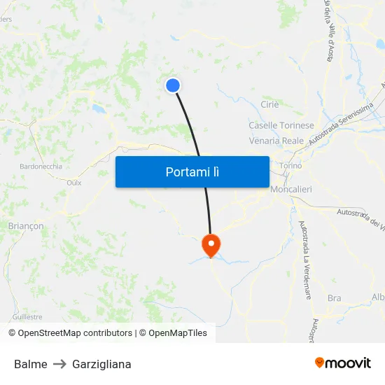 Balme to Garzigliana map