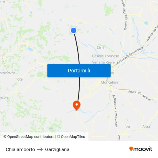 Chialamberto to Garzigliana map