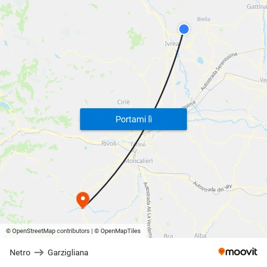 Netro to Garzigliana map