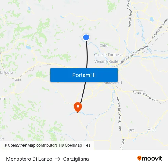Monastero Di Lanzo to Garzigliana map