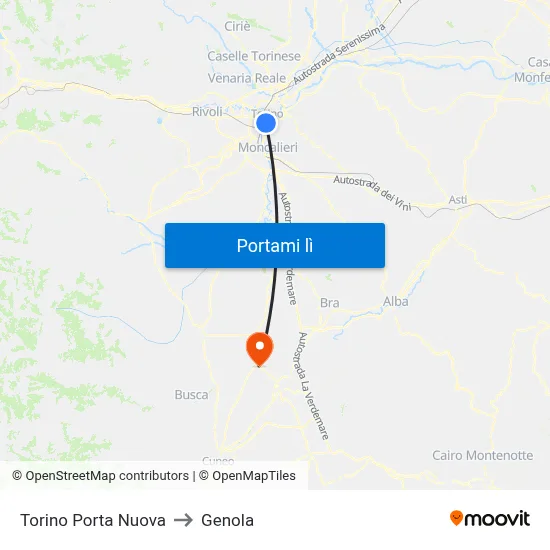 Torino Porta Nuova to Genola map