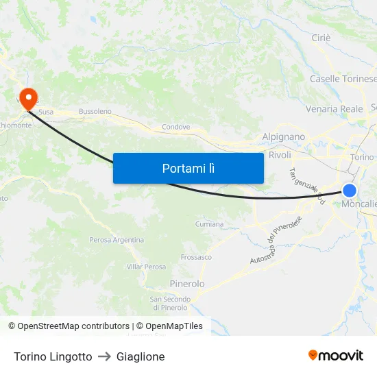 Torino Lingotto to Giaglione map