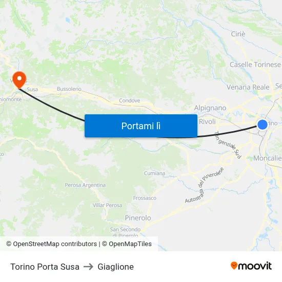 Torino Porta Susa to Giaglione map