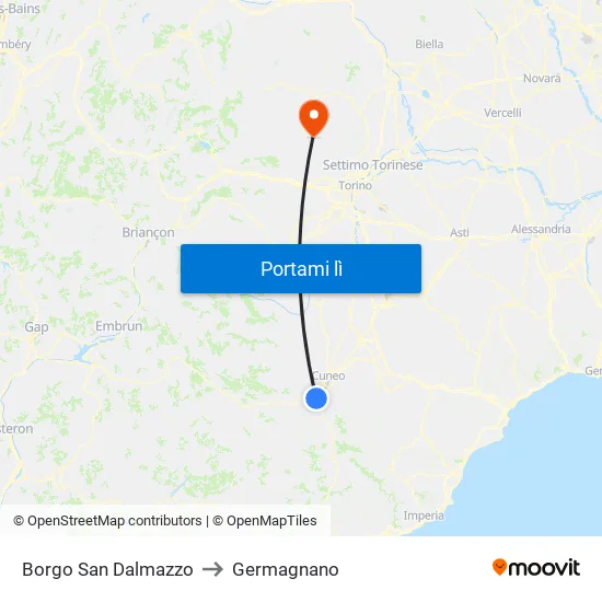Borgo San Dalmazzo to Germagnano map