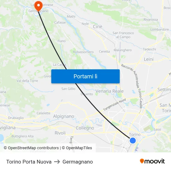 Torino Porta Nuova to Germagnano map