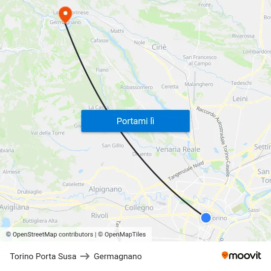 Torino Porta Susa to Germagnano map