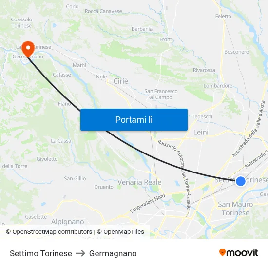 Settimo Torinese to Germagnano map