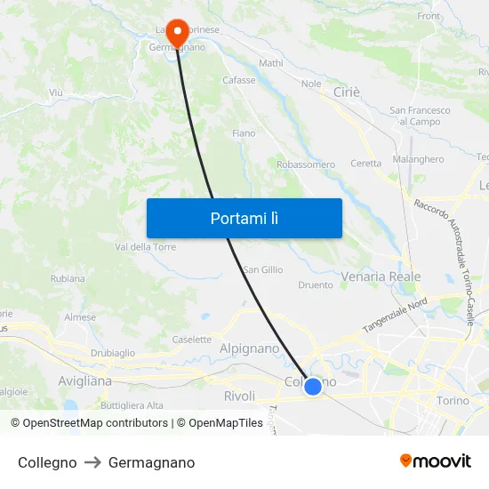 Collegno to Germagnano map