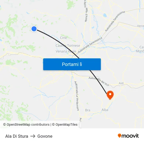 Ala Di Stura to Govone map