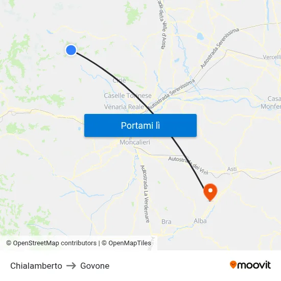 Chialamberto to Govone map