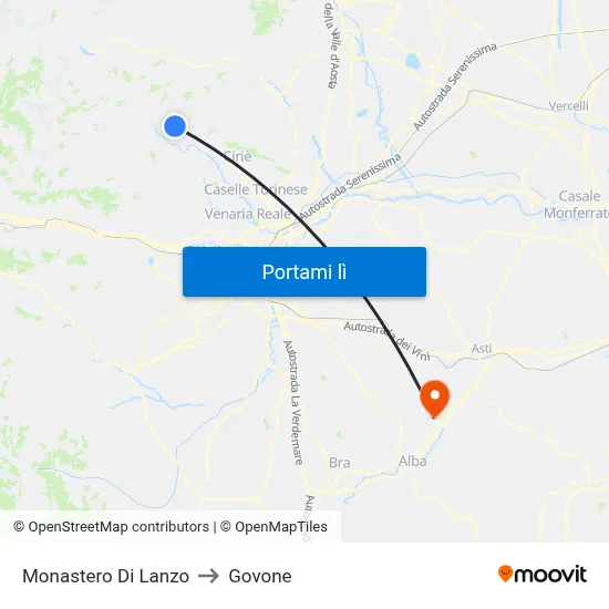Monastero Di Lanzo to Govone map
