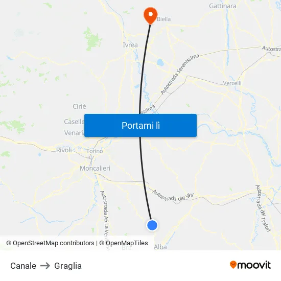 Canale to Graglia map
