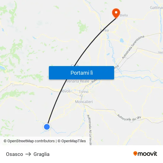 Osasco to Graglia map
