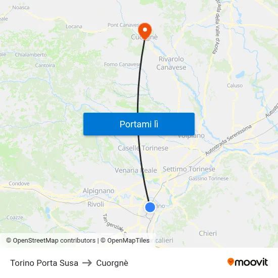 Torino Porta Susa to Cuorgnè map