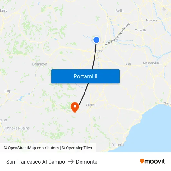 San Francesco Al Campo to Demonte map