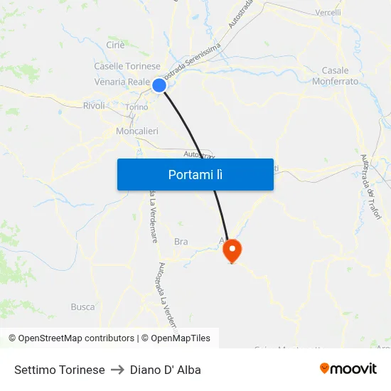 Settimo Torinese to Diano D' Alba map