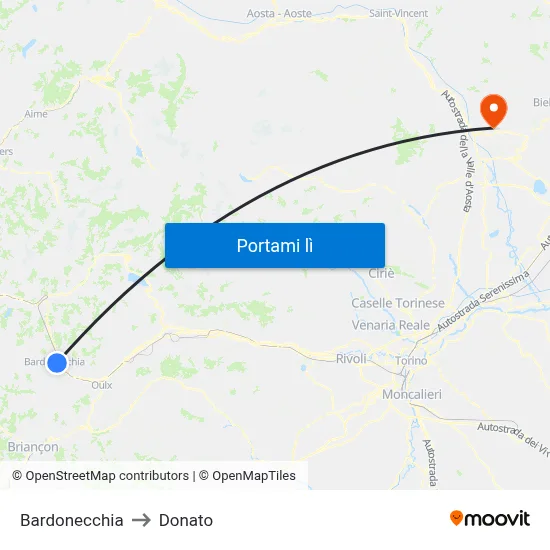 Bardonecchia to Donato map