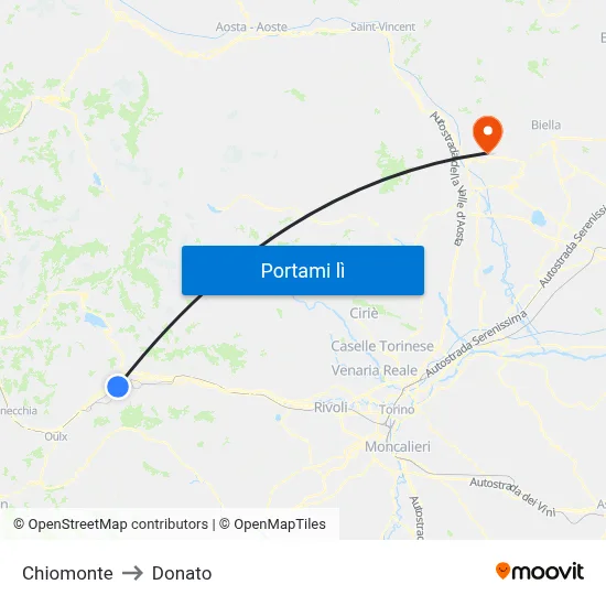 Chiomonte to Donato map
