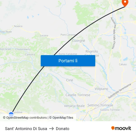 Sant' Antonino Di Susa to Donato map