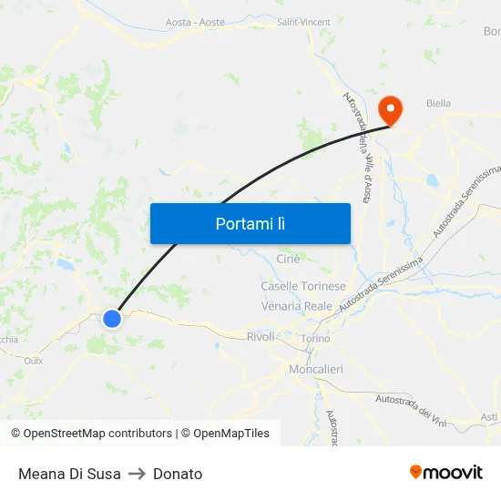 Meana Di Susa to Donato map