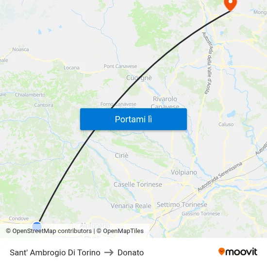 Sant' Ambrogio Di Torino to Donato map